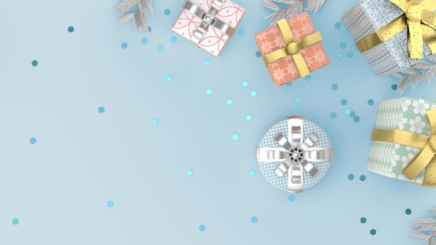 Fundo 3d de Natal com presentes e confetes