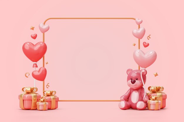 fundo de banner em branco 3d para dia dos namorados