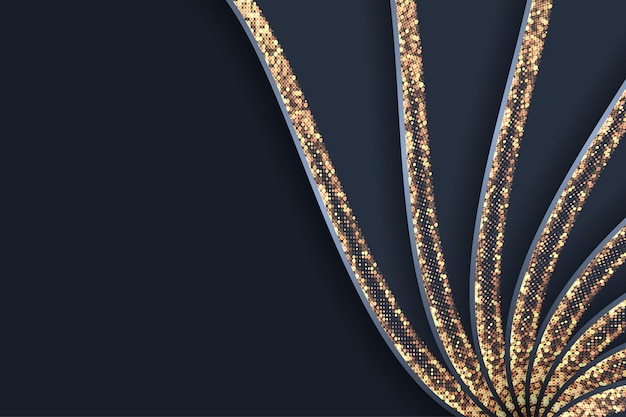 Fundo de luxo abstrato de linhas pretas e douradas