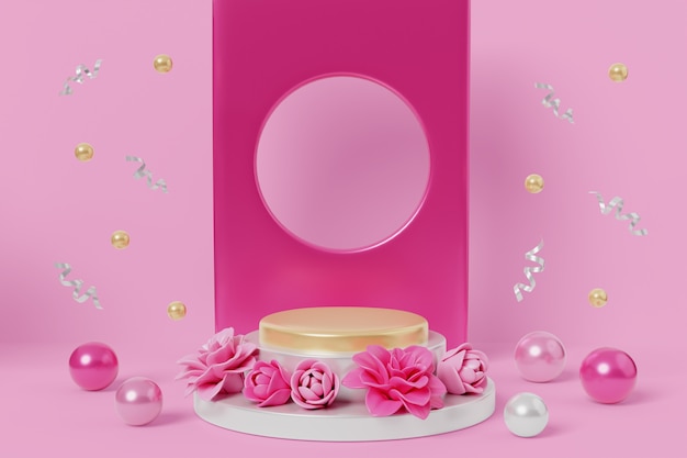 Fundo de pódio rosa 3d