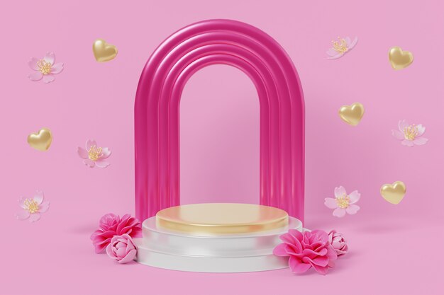 fundo de pódio rosa 3d