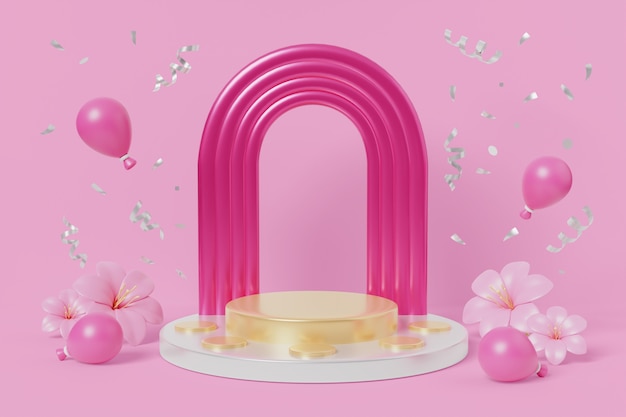 Fundo de pódio rosa 3d