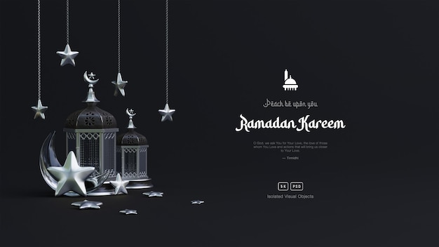 PSD grátis fundo de saudação islâmico ramadan kareem decorado com ornamentos crescentes de lanterna árabe bonito