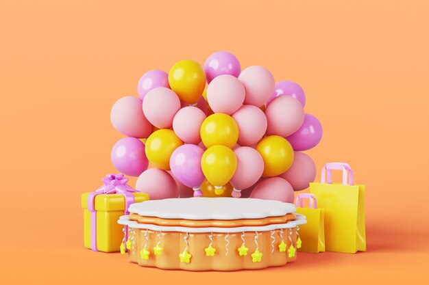 fundo do pódio de celebração/aniversário 3d