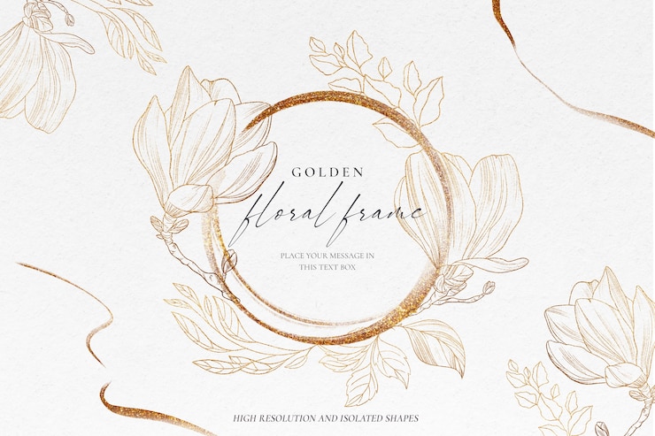 PSD grátis fundo floral com natureza dourada