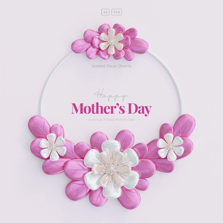 PSD grátis fundo floral do cartão do dia das mães com flores e folhas bonitas decorativas