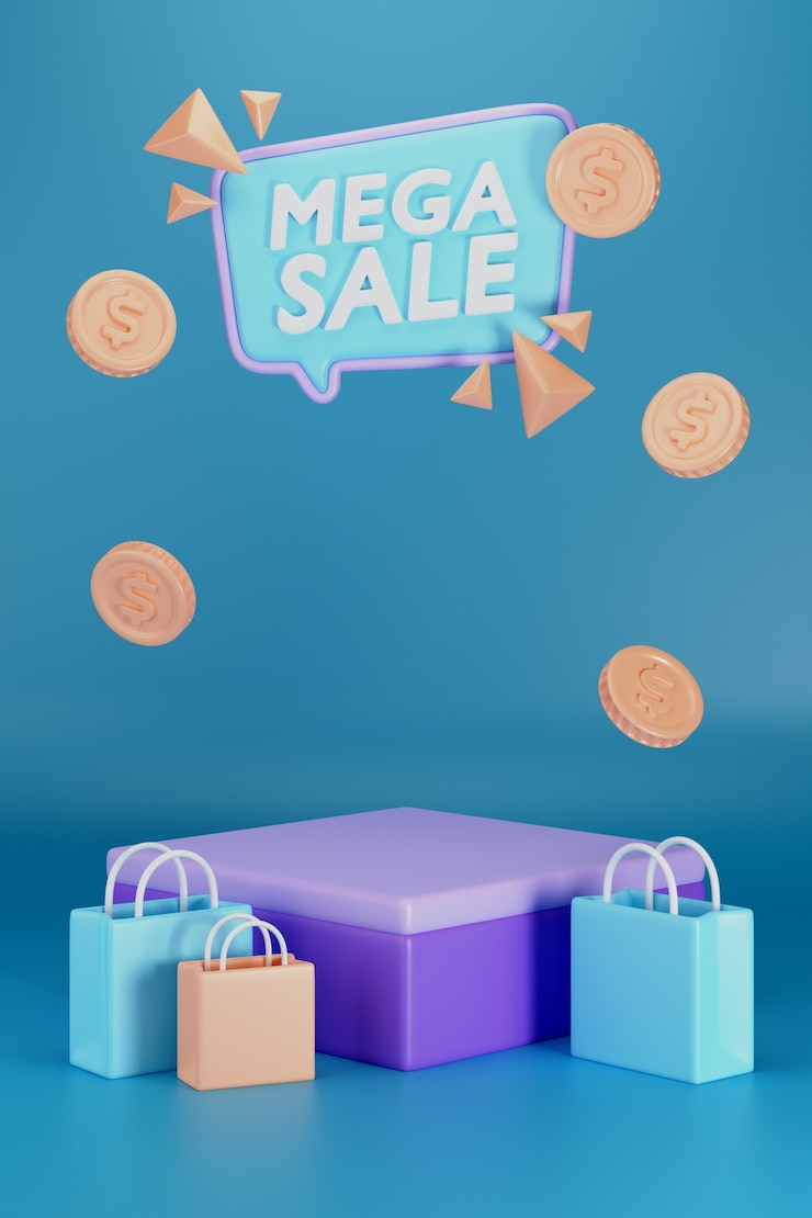 PSD grátis fundo vertical 3d para fazer compras com pódio