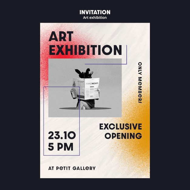 Galeria de arte e modelo de convite de exposição
