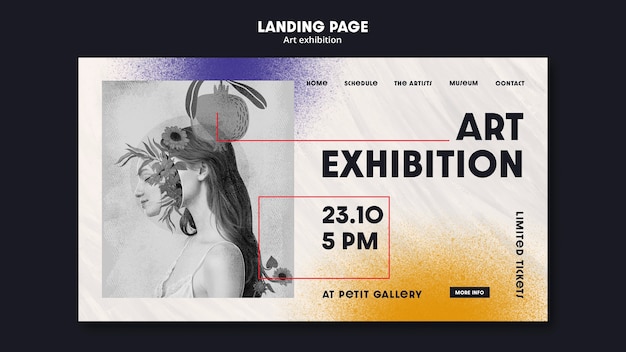 Galeria de arte e modelo de página de destino da exposição