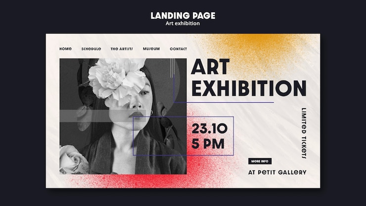 PSD grátis galeria de arte e modelo de página de destino da exposição