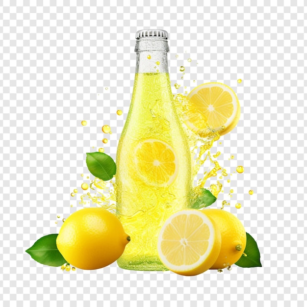 Garrafa de limonada espumante isolada em fundo transparente