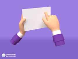 PSD grátis gesto de mão com ícone de papel isolado ilustração de renderização 3d