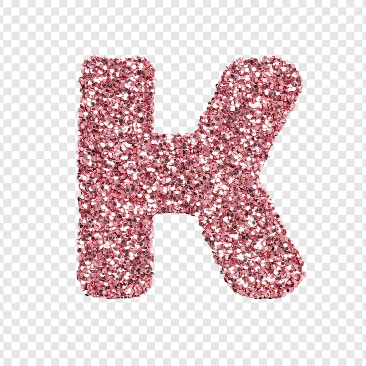 PSD grátis glitter rosa letra k alfabeto brilhante