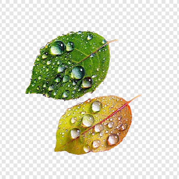 Gotas de orvalho nas folhas vibrantes do outono