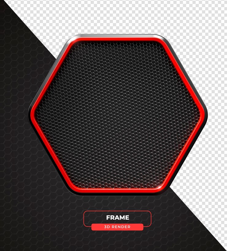 PSD grátis gráfico hexagonal estilizado com contorno vermelho em renderização 3d com fundo transparente