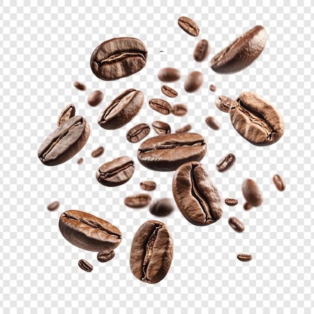 Grãos de café torrados em movimento Um visual cativante de grãos de café aromáticos