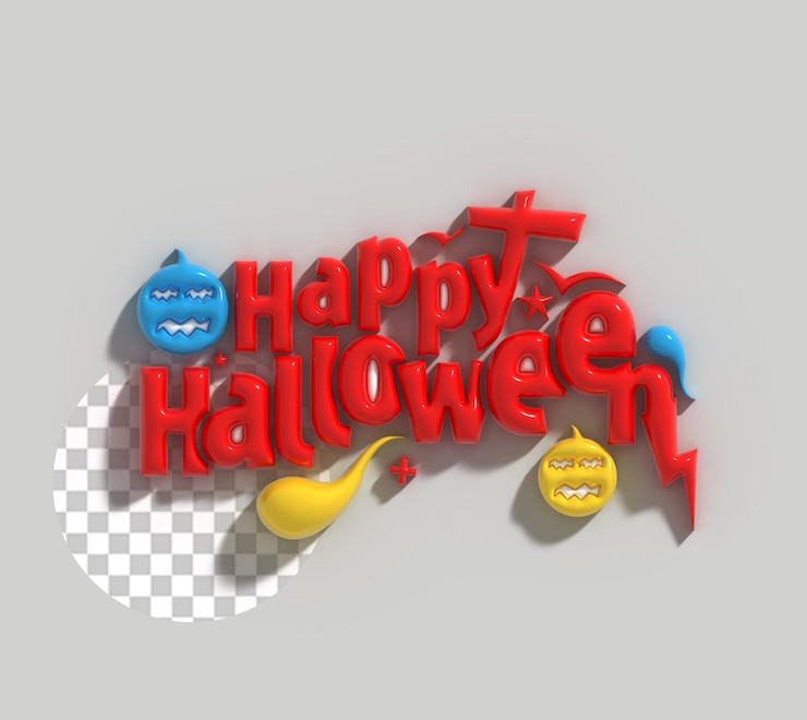 PSD grátis halloween party 3d lettering transparent psd font design