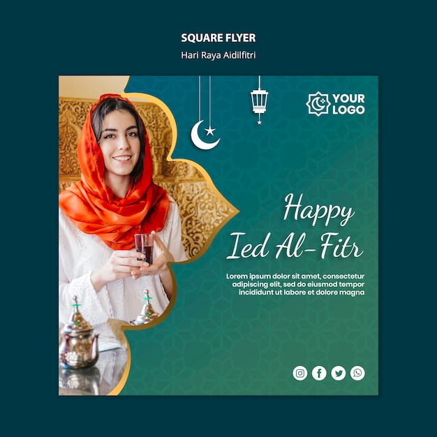 PSD grátis hari raya aidilfitri flyer theme