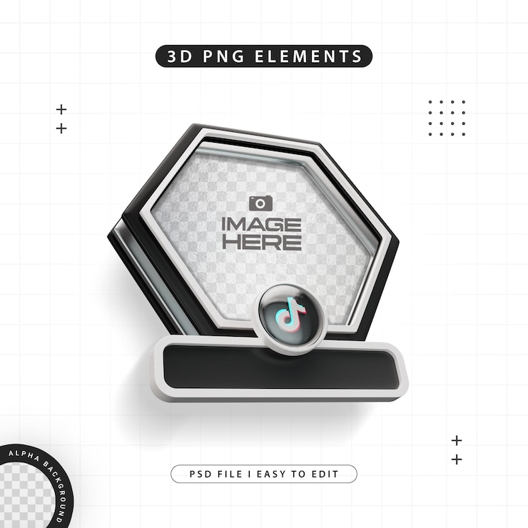 PSD grátis hexagon profile 3d frame para tiktok em mídias sociais isoladas