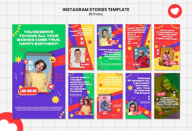 PSD grátis histórias de comemoração de aniversário no instagram