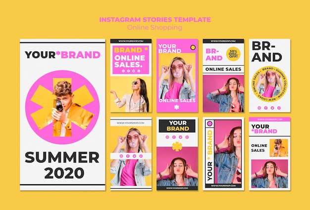 PSD grátis histórias de compras on-line de verão no instagram