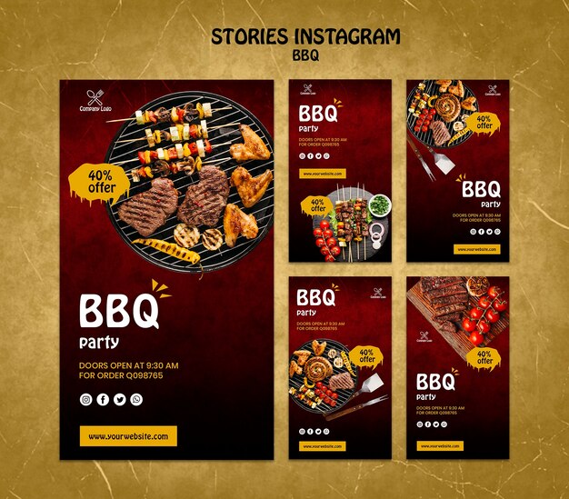 Histórias de conceito de churrasco instagram tamplate