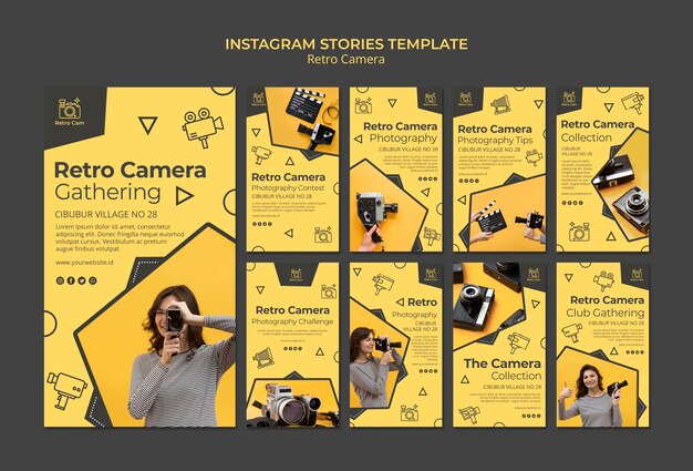 Histórias de instagram de câmera retro