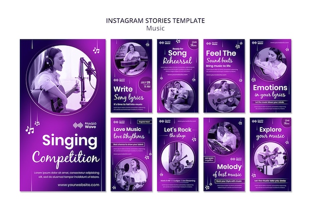Histórias de instagram de competição de canto