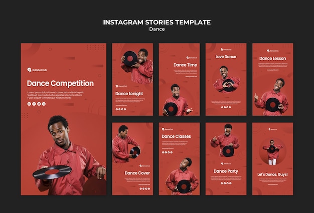 PSD grátis histórias de instagram de conceito de dança