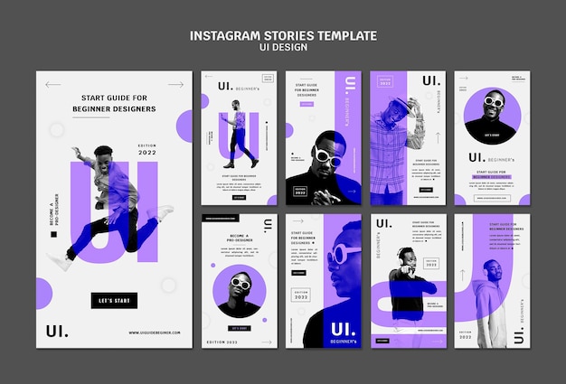 PSD grátis histórias de instagram de design de interface de usuário