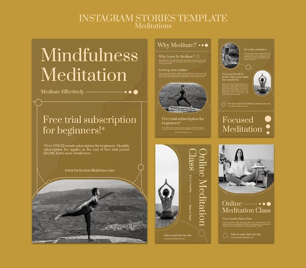 Histórias de instagram de meditação e atenção plena