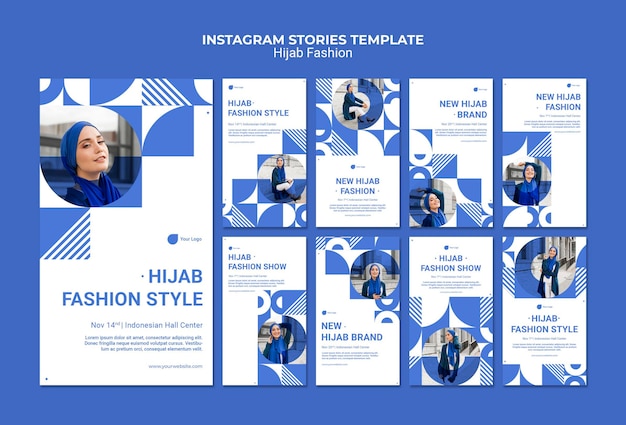 PSD grátis histórias de instagram de moda em hijab