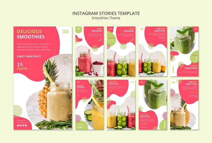 PSD grátis histórias de instagram de tema de smoothies