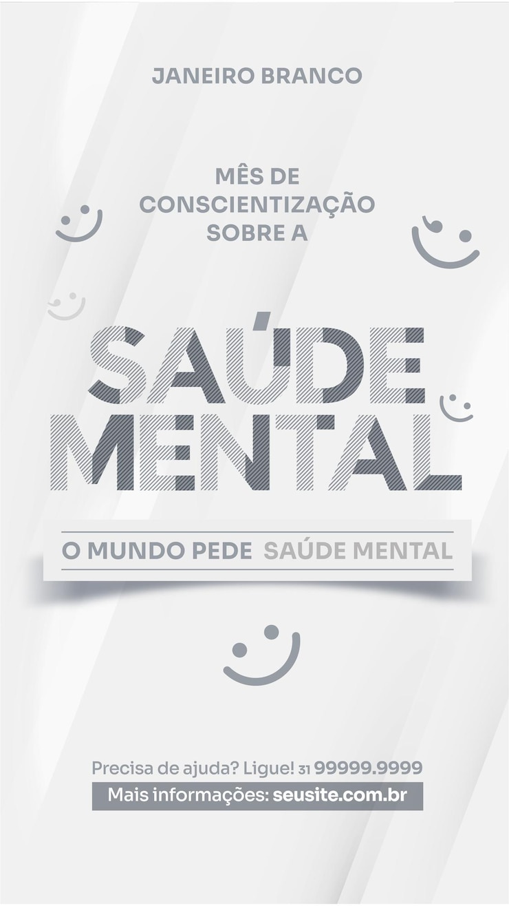 PSD grátis histórias de mídia social campanha janeiro branco o mundo pede saúde mental