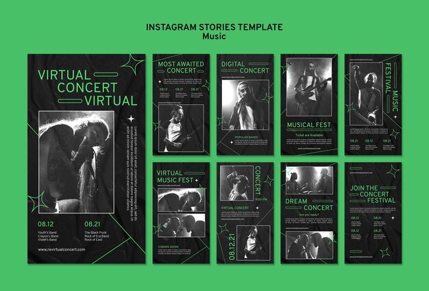 Histórias de mídia social de shows virtuais