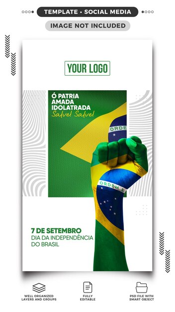 Histórias de mídia social dia da independência do brasil para celebração