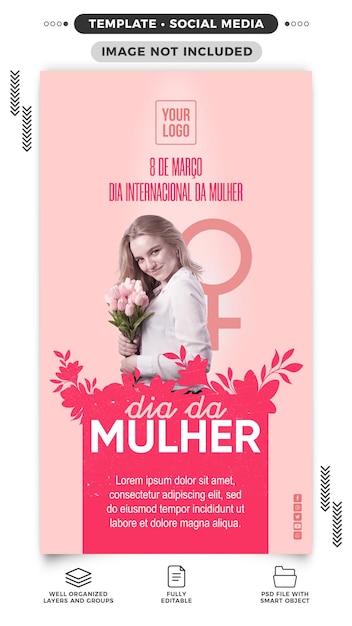 Histórias de mídia social do dia da mulher