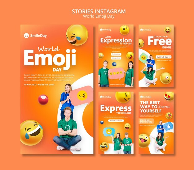 Histórias de mídia social do Emoji Day
