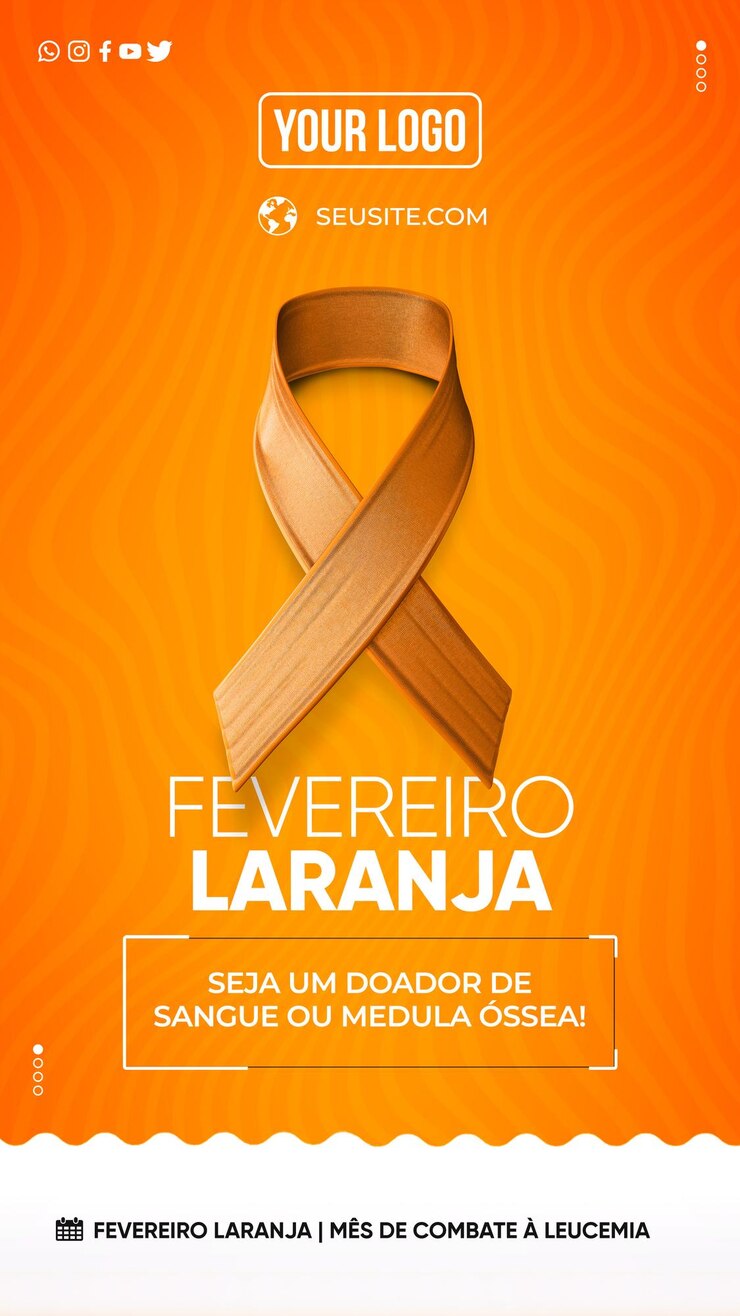 PSD grátis histórias de mídia social laranja de fevereiro seja um doador.