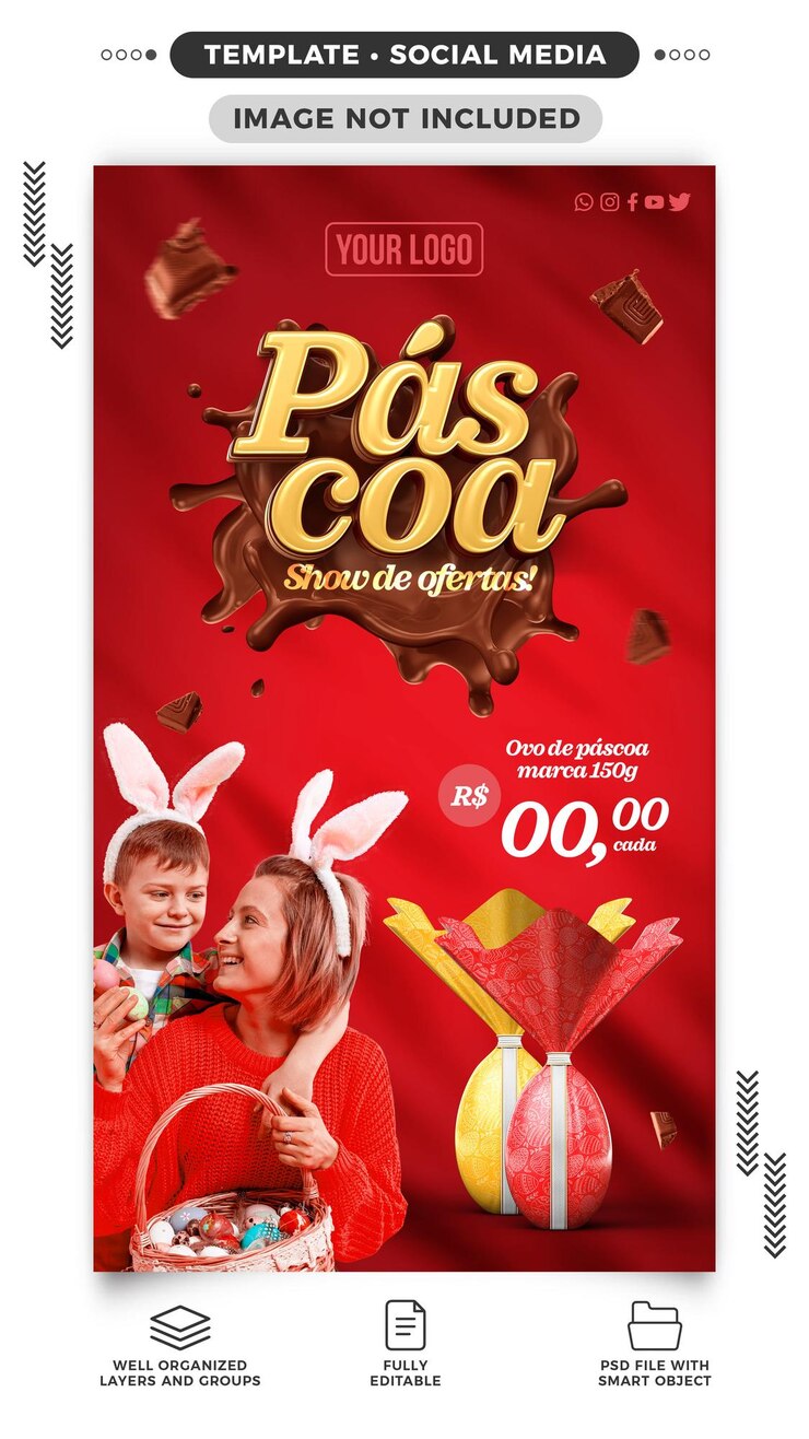 PSD grátis histórias de mídia social mostram ofertas de páscoa para vendas de ovos de páscoa