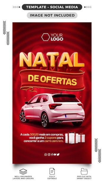 Histórias de mídia social ofertas de natal para vendas de carros