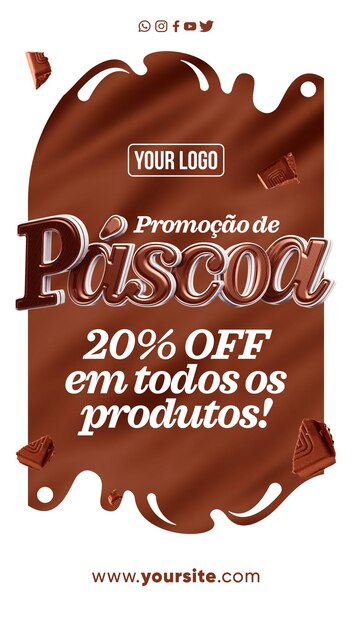 Histórias de mídia social Promoção de Páscoa com até 20 de desconto