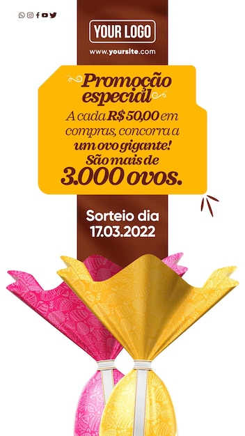 PSD grátis histórias de mídia social promoção de sorteio de páscoa