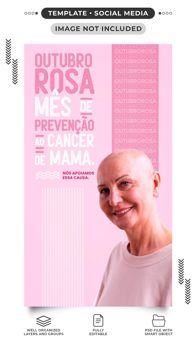 PSD grátis histórias de modelo outubro mês de prevenção do câncer de mama rosa