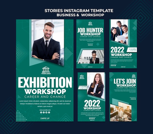 Histórias de negócios e oficinas no instagram