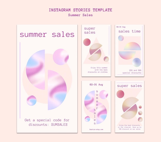 Histórias de vendas de verão na mídia social