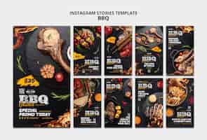 PSD grátis histórias deliciosas de churrasco no instagram