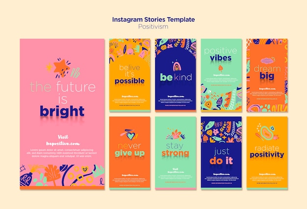 Histórias do Instagram com o conceito de positivismo
