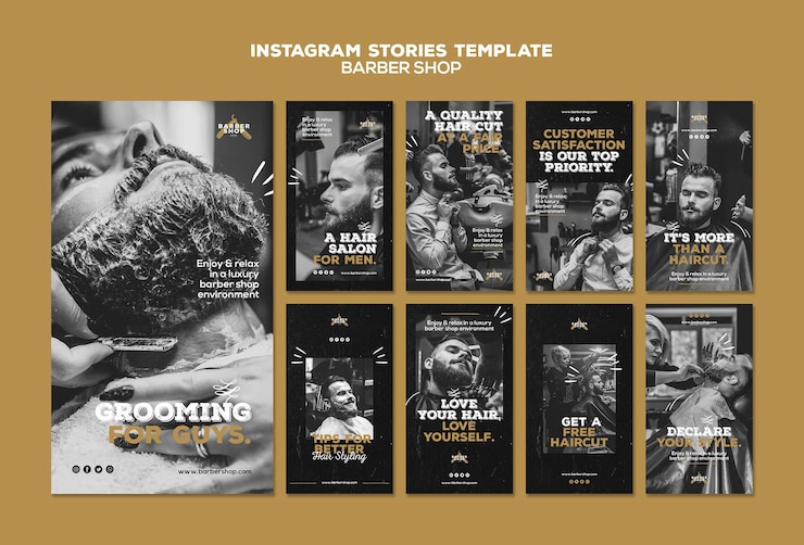 PSD grátis histórias do instagram da barbearia
