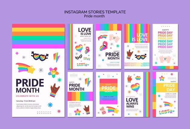 Histórias do instagram da celebração do mês do orgulho